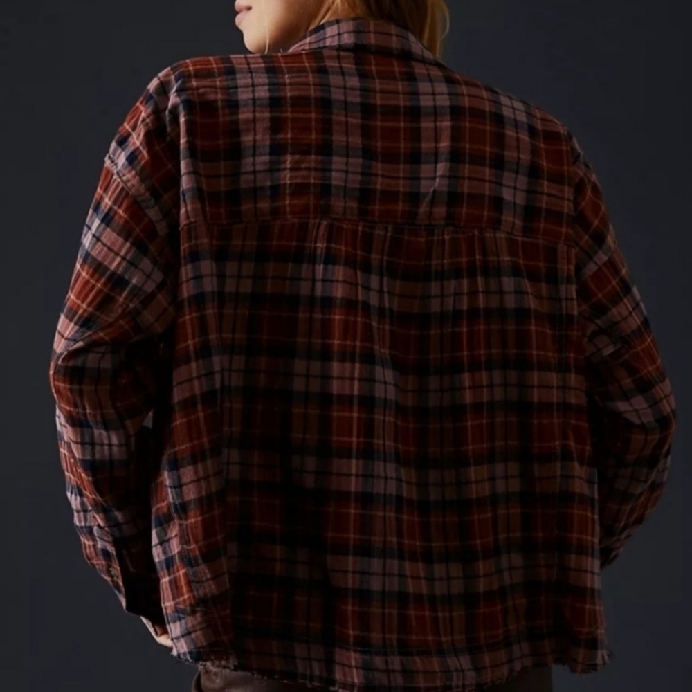 ANTHRO plaid flannel shirt by Pilcro rust brown black & lavender NEW NWT - Picture 3 of 4